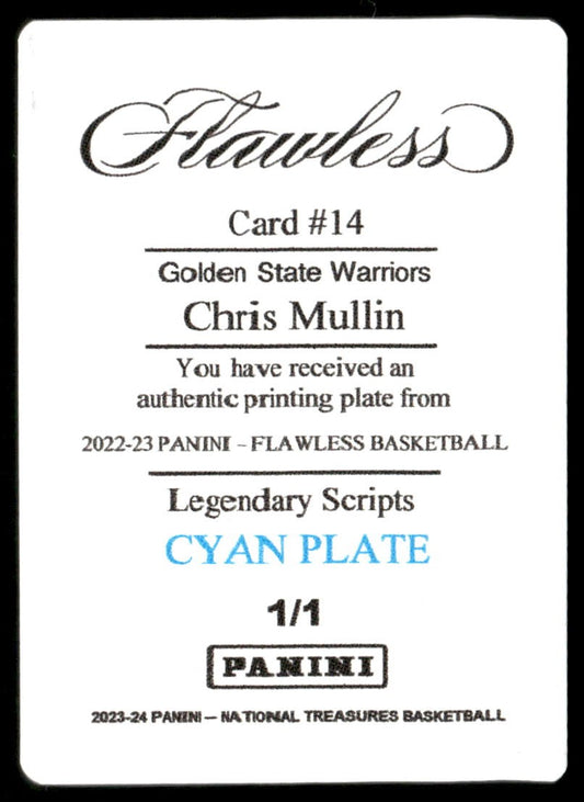 2023-24 Panini National Treasures Chris Mullin Cyan Plate 1/1 #14