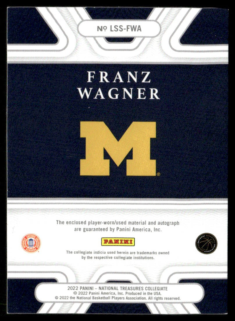 2022 Panini National Treasures Collegiate Franz Wagner Silhouette Signatures RPA /49 #LSS-FWA