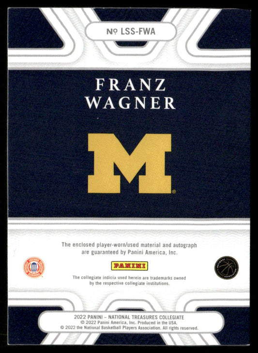 2022 Panini National Treasures Collegiate Franz Wagner Silhouette Signatures RPA /49 #LSS-FWA