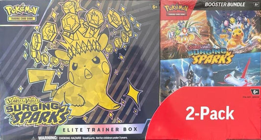 Pokemon Surging Sparks 2-Pack Trainer Box and Booster Bundle