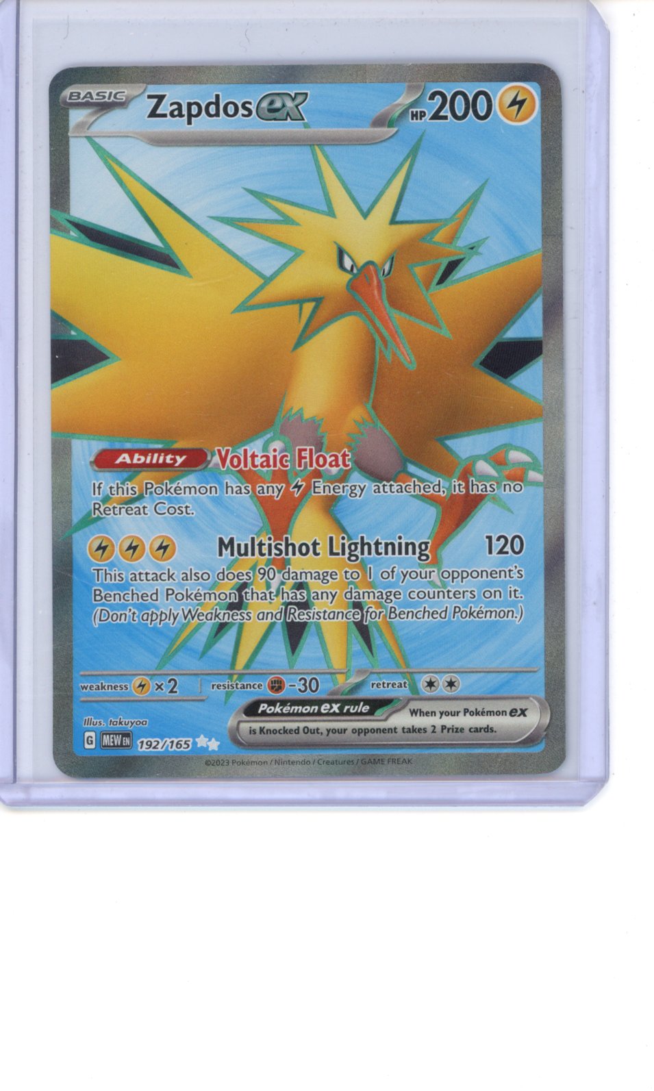 Zapdos ex #192 Pokemon Scarlet & Violet 151 NM