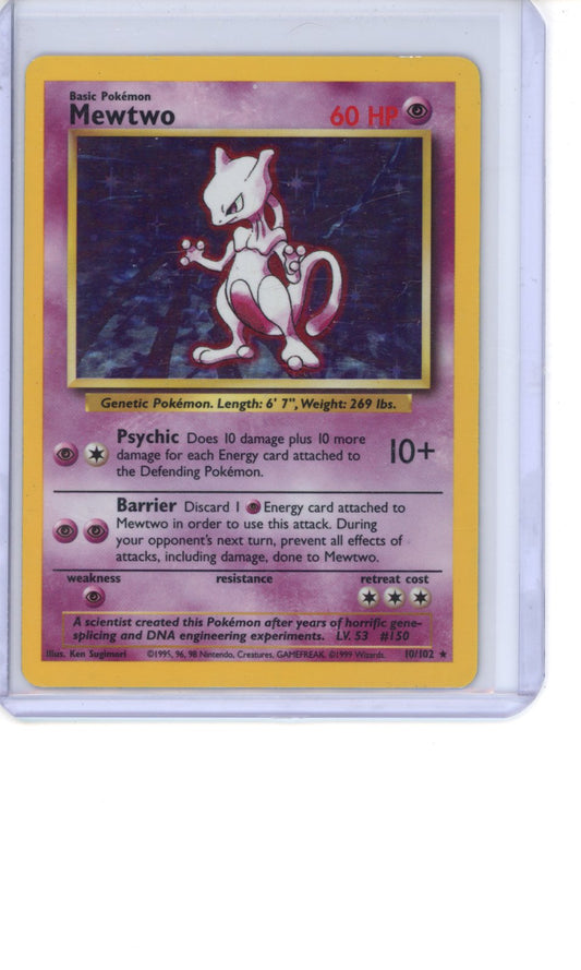 Mewtwo #10 Pokemon Base Set Holo DMG