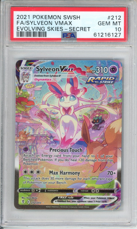 2021 Pokemon SWSH Evolving Skies Sylveon VMAX Secret #212 PSA 10
