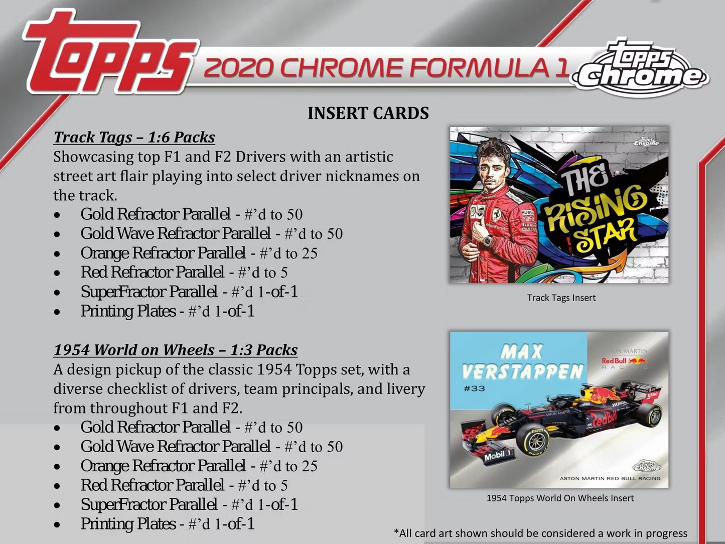 2020 Topps Chrome F1 Formula 1 Racing Hobby Box