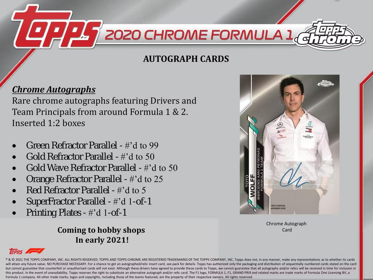 2020 Topps Chrome F1 Formula 1 Racing Hobby Box