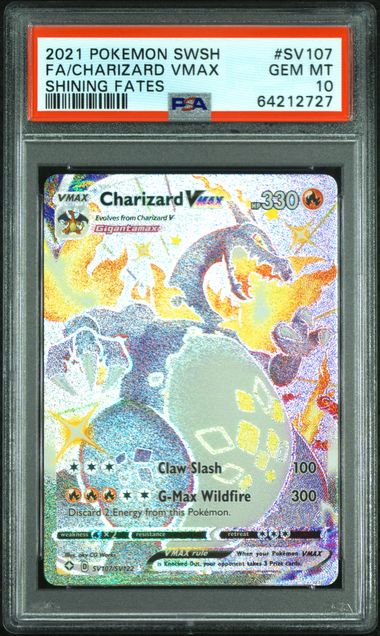 2021 POKEMON SWORD & SHIELD SHINING FATES #SV107 FA/CHARIZARD VMAX PSA 10